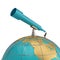 Big telescope and businessman on globe. 3D illustration