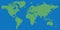 Big Tetragon world map vector green on blue