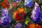 Big texture flowers Close up fragment of oil painting artistic