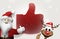 Big thumbs up santa claus and reindeer 3d