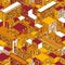 Big Town in isometric view. Seamless pattern with houses.