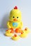 Big toy duck yellow with small duck yellow made from plastic for children, has a music and can dancing. Funny toy for development