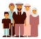 Big traditional family. Muslim parents standing with children