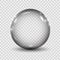 Big translucent gray 3D crystal magic sphere with glares. Glass transparent ball with shadows â€“ vector