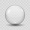 Big translucent gray 3D crystal magic sphere with glares. Glass transparent ball with shadows â€“ vector