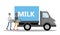 Big truck full of bottles of milk