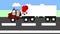 Big truck moving on the highway, animation,