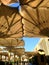 The big umbrella is in the middle east mosque