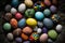 Big variety of colorful chocolate easter eggs