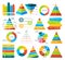 Big vector collection of infographic elements. Pie charts, graphs, diagram and triangles