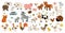 Big vector farm animals set. Big collection with cow, horse, goat, sheep, duck, hen, pig and their babies. Country birds