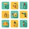 Big vector icons set of construction tools