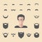 Big vector set of dress up constructor with different men hipster beard, mustache in flat style. Male faces icon creator