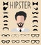 Big vector set of dress up constructor with different men hipster glasses, mustache. Male faces icon creator.