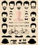 Big vector set of dress up constructor with different men hipster haircuts, glasses, beard etc. Male faces icon creator.