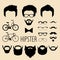 Big vector set of dress up constructor with different men hipster haircuts, glasses, beard etc. Male faces icon creator.