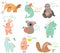 Big vector set of funny cartoon animals