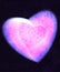 Big violet pin heart isolated on dark blue background of tiles. love design