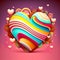 A big vivid heart with other smaller hearts around it on a pink background. Valentine day concept. Created with Generative AI