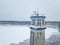 Big Volzhsky lighthouse on the river. Dubna city, Russia