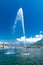 Big water fountain in lake Lugano, Switzerland