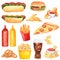 Big watercolor fastfood clipart set