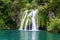 Big waterfall view in the national Park of Plitvice in Croatia