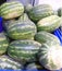 Big watermelons in basket on market