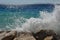 Big wave on the beach. Podgora, Croatia