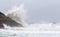 Big waves on the Atlantic hit the rocky coast of Galicia.