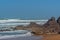 Big waves in the Atlantic Ocean - Perfect surf in the desert of Morocco, Africa.