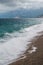 big waves hitting the Konyaalti coast on a stormy day