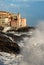 Big waves Mediterranean sea - Tellaro village Liguria Italy