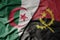big waving national colorful flag of algeria and national flag of angola