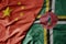 big waving national colorful flag of china and national flag of dominica