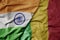 big waving realistic national colorful flag of india and national flag of mali