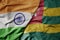 big waving realistic national colorful flag of india and national flag of togo
