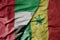 big waving realistic national colorful flag of united arab emirates and national flag of senegal