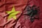 big waving realistic national colorful flag of vietnam and national flag of albania