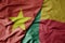 big waving realistic national colorful flag of vietnam and national flag of benin