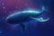 Big whale floating in night stars. Generate Ai
