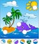 A big whale swiming in the sea. complete the puzzle and find the