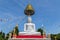 Big white buddha sitting on thai temple