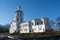 Big white christian ortodox church in Ukraine