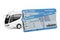 Big White Coach Tour Bus with Bus Tickets. 3d Rendering