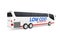 Big White Coach Tour Inter City Travel Bus with Low Cost Sign. 3d Rendering
