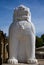 Big white guarding lion of the Schwezigon Paya grounds in Nyaung U, Myanmar