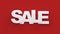 Big white letters sale on red background