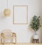 big white living room.interior design,wooden floor,rattan chair,tree, frame for mockup and copy space
