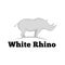 Big white rhino flat icon